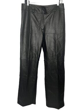 Vintage Alfani Women’s Black Soft Leather Bootcut Pants Size 12 Fully Lined